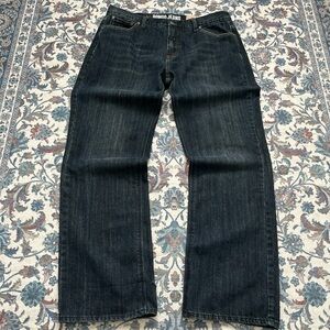 2000’s y2k dark wash baggy low rise jeans